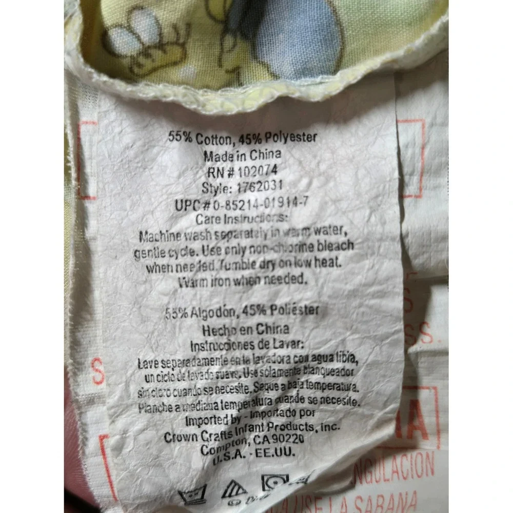Vintage‎ Disney Winnie the Pooh Standard Crib Sheet Yellow Polka Dot Cottagecore